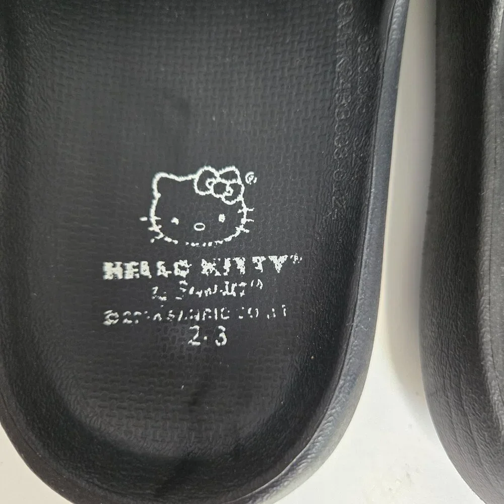 Hello Kitty Slides Girls‎ Size 2-3 Black Sanrio Outdoor Waterproof Non Marking